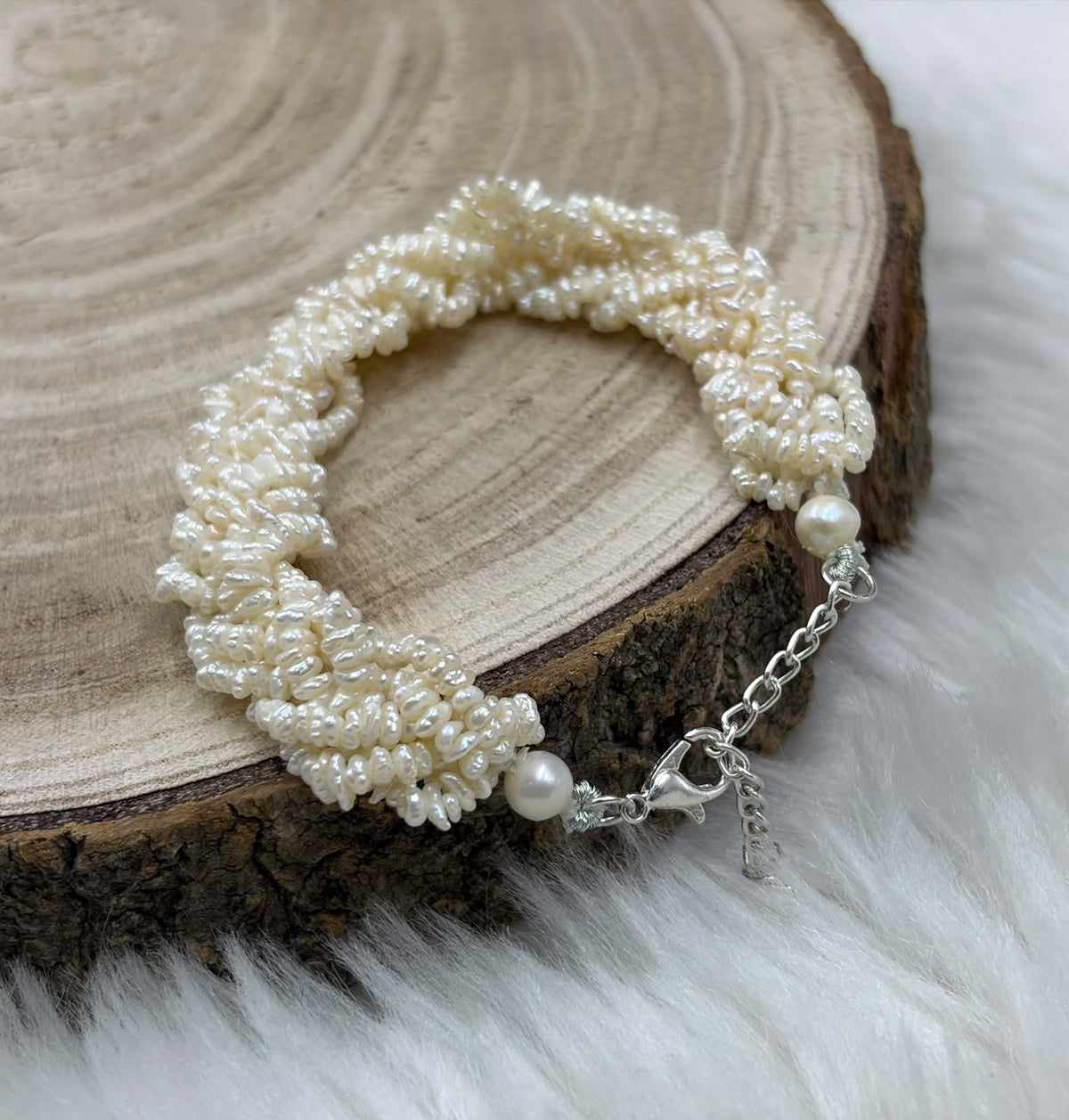 Freshwater Pearl Bracelet 5.5 Inches with Extension Chain | Elegant Pearl Bracelet | Adjustable Pearl Jewelry | Handmade Gift for Women