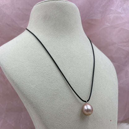 Freshwater Pearl Line Necklace with Natural Pearl Pendant | Elegant Pearl Necklace | Handmade Pearl Jewelry | Bridal & Gift Jewelry