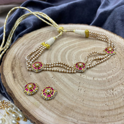 Freshwater Pearl Choker Necklace Set with Matching Earrings or Studs – Elegant Pearl Jewellery for Women, Traditional & Party Wear