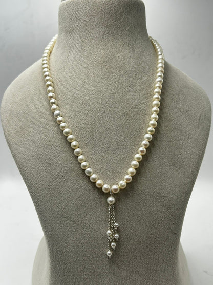 Natural Freshwater Pearl Necklace with pearl earring | Handmade Elegant Pearl Jewelry | Brass Lock